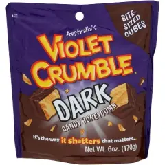 Violet Crumble Dark Candy Honeycomb Cubes Bites - Case of 8 - 6 oz