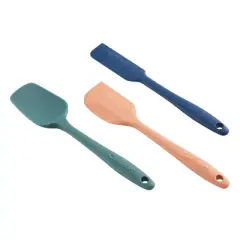 Cuisinart 3pc Mini Silicone Spatula Set: Flexible Small Spreader for Cooking, Dishwasher-Safe, Multicolored Desert Palette