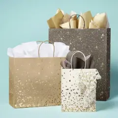 20ct Tissue Paper Gold/White/Brown - Spritz&trade;: Solid Gift Packaging, 16.5" x 24", 20 Sheets, Black Tissue