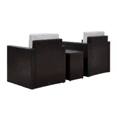 Palm Harbor 3pc All-Weather Wicker Patio Conversation Set Cushions w/Swivel Chairs - Crosley