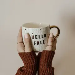Sweet Water Decor Hello Fall  Gold Tile Coffee Mug -17oz 