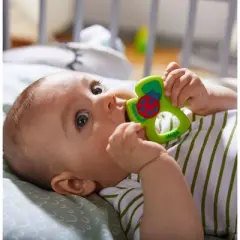 HABA Silicone Teethers for Babies 6-18 Months - Shamrock Silicone Teether Ring and Grasping Toy for Safe Sensory Development