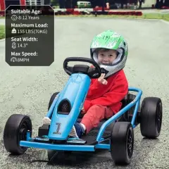 Kids Electric Riding Go Kart, 24V 9Ah Battery 250W*2 Motors, 8MPH High Speed Drifting Car,  Riding Toy for Kids 8-12 Years