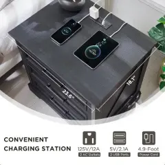 Nightstand with Charging Station, 24" Wide Farmhouse End Table with 3 Drawers & Handles, Night Stand Bedside Table for Bedroom, Living Room