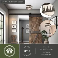 VAXCEL Yosemite Bronze Rustic Tree Square Indoor Outdoor Flush Mount Ceiling Light