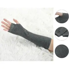 Allegra K Women's Dark Gray Fingerless Elastic Winter Thick Arm Warmers Gloves
