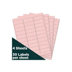 JAM Paper Laser/Inkjet Address Label 1" x 2 5/8" Baby Pink 30 Labels/Sheet 4 Sheets/Pack (4052895)