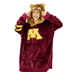 Plushible NCAA Minnesota Golden Gophers Wearable Blanket Hoodie and Goldy Mascot Pillow