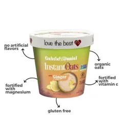 Gabriel & Daniel Organic Instant Oatmeal &ndash; Ginger, Lemon & Almonds | Gluten-Free, Non-GMO,| Healthy, Quick Breakfast &ndash; 6 Pack