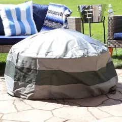 Sunnydaze Outdoor Heavy-Duty Weather-Resistant 300D Polyester Round 2-Tone Fire Pit Cover - Gray and Green