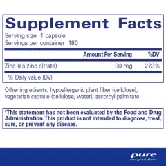 Pure Encapsulations Zinc (Citrate) - for Immune System, Tissue Development & Metabolism* - Highly Absorbable Zinc - Vegan & Non-GMO