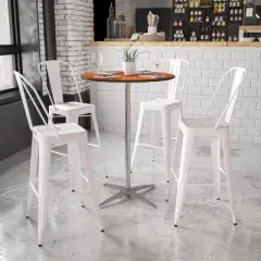 Emma and Oliver Wood Cocktail Dining and Event Table with 30" and 42" Columns