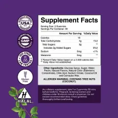 Melatonin 5mg Natural Sleep Aid Gummies, Blackberry Flavor, Nature's Craft, 60ct