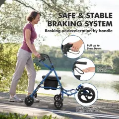 2 in 1 Rollator Walker & Transport Chair for Seniors with Seat, Transport Wheelchair All Terrain, Medical Walker for Adults with Backrest, Footrest