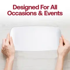Smarty Had A Party 10.6" x 5" White w/ Silver Rim Rectangular Plastic Plates - 50 pcs