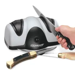 Presto Knife Sharpener- 08800: Electric Eversharp with Coarse & Fine Levels, Nonslip Base, Preset Angles, Black/Gray