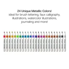 KINGART Acrylic Brush Tip Markers, 24 Metallic Colors