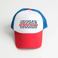Simply Sage Market Checkered America Foam Trucker Hat