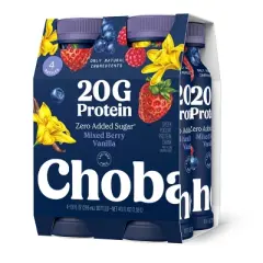 Chobani 20g Protein Greek Yogurt Drink Mixed Berry Vanilla - 40 fl oz/4ct Bottles