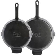 Spice by Tia Mowry Savory Saffron Pre-seasoned 2 Piece 10in and 12in Cast Iron Skillet Set