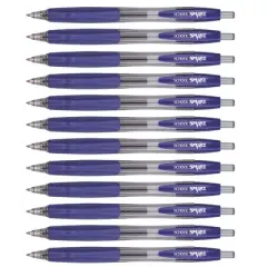 School Smart Retractable Gel Pens with Grip, Blue Ink, Pack of 12