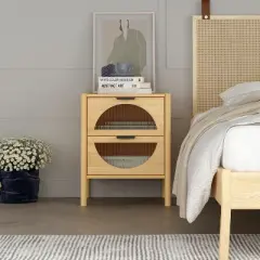 Aash  2 Drawers Environmentally Friendly Pale Yellow Finish Accent Nightstand With Storage- The Pop Maison