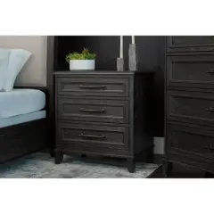 Cindi Sleigh 3 Drawer Nightstand Dark Gray - Abbyson Living