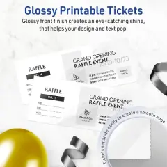 Avery Printable Rectangle Tickets, 2-1/8" x 5-1/2", Glossy White Cardstock, Laser/Inkjet, 80 Total