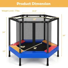Costway 48'' Hexagonal Kids Trampoline Recreational Bounce Jumper W/Foam Padded Handrails