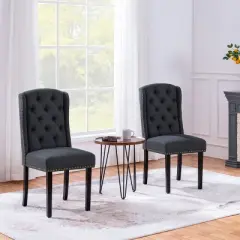 Yaheetech Button Tufted Dining Chairs Set of 2