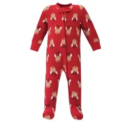 Hudson Baby Baby Fleece Zipper Sleep and Play 2pk, Red Reindeer