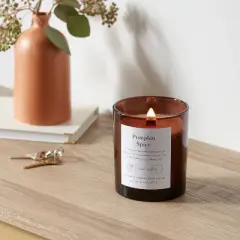 Clear Colored Glass with Woodwick and Brass Metal Inset Lid Pumpkin Spice - Threshold&trade;