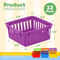Square Classroom Baskets for Classroom Storage - 12 pcs - Crayon Organizer, Small Bins, 
Plastic Crayon Box, Crayon Storage, Pencil Tray