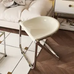 Gulches Foldable Acrylic Chair &uml;C Transparent Retro Style, Stackable Portable Stool for Home/Office/Dining/Outdoor Leisure