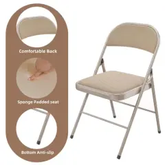 SUGIFT 4 Pack Metal Padded Folding Chairs with Comfortable Cushion Adult Foidable Chair for Home and Office