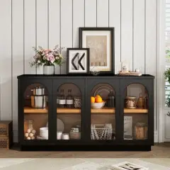 KTMBDW Sideboard Buffet Storage Cabinet, Credenza Buffet Table, Boho Console Accent Cabinet with Doors for Kitchen Entryway