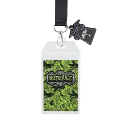 Beetlejuice Green Logo 22-inch Lanyard with Clear ID Sleeve and Rubber Charm