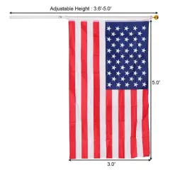 Costway American Flag Kit Wall Mount 5 Ft Spinning pole 3'x5' US Flag Gold Ball Aluminum