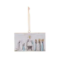 Transpac Hand Painted Nativity Ornament Multicolor MDF Decorative Object for Christmas Tabletop Indoor Decor Gift