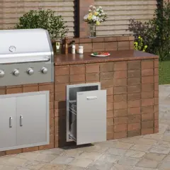 BuoQua Stainless Steel Storage Drawer Outdoor Kitchen Propane Tank Drawer Built-in Trash Drawer 16 x 22 x 16 Inch Propane Tank Trash Drawer, Silver