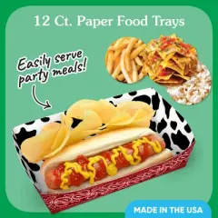 Big Dot of Happiness Western Hoedown Party Paper Food Trays, Disposable Double-Sided Food Holders for Nachos, Hot Dogs, French Fries - 12 Ct