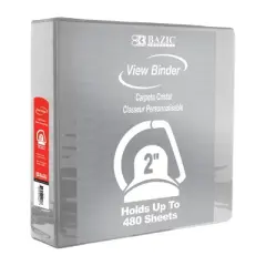 BAZIC Products&reg; Slant D Ring View Binder with 2 Pockets, 2", Gray, Pack of 6