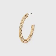 SUGARFIX by BaubleBar Large Pearl and Crystal Hoop Earrings - Gold