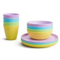 12-Piece Toddler Dining Set &uml;C BPA-Free Plates, Bowls & Cups, Multi-Color, Stackable & Durable