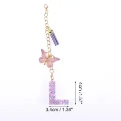 Unique Bargains Star Sequin Letter L Butterfly Tassel Water Cup Pendant Purple 1 Pc