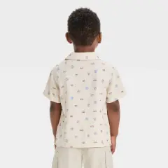 Toddler Boys' Short Sleeve 4th of July Food Button Down Shirt - Cat & Jack&trade; Cream