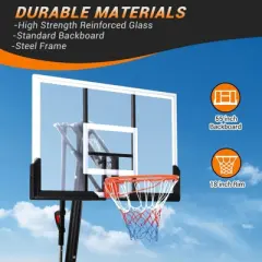 Portable Basketball Hoop Outdoor 5.2-10Ft, 47 Inch Shatterproof Backboard & Rebound Plate & Quick Adjustable Basketball Goal System