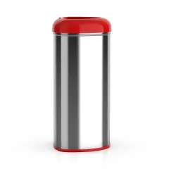 Nine Stars 13.2gal/50L Red Open Top Trash Can: Stainless Steel, Fingerprint-Resistant, Kitchen Indoor, Removable Lid