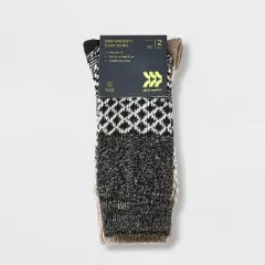 Men's Cable Knit Boot Socks - All in Motion&trade; Black/Oatmeal 6-12