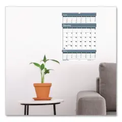 Bar Harbor Recycled Wirebound 3-Months-per-Page Wall Calendar, 15.5 x 22, White/Blue/Gray, 14-Month: Dec 2025 to Jan 2027